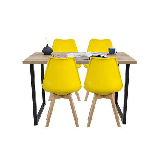 Juego de Comedor Industry con 4 Sillas Milano amarilla