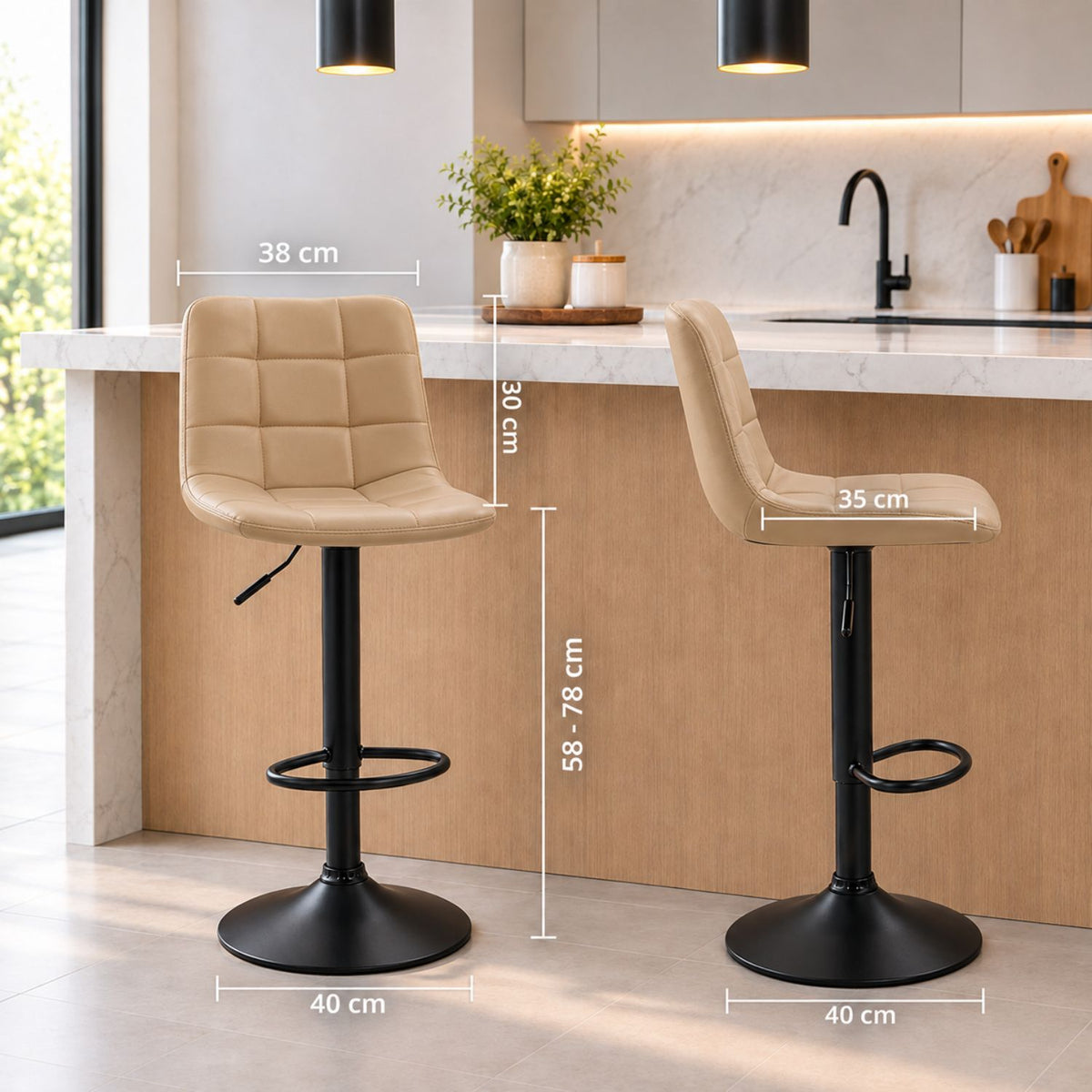Silla De Barra James Tipo Cuero Taupe