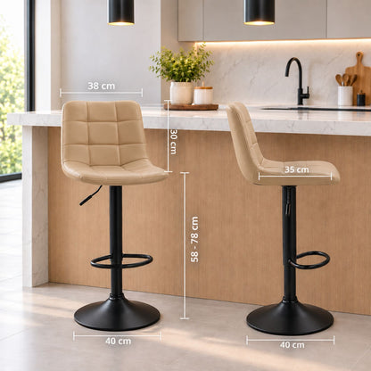 Silla De Barra James Tipo Cuero Taupe