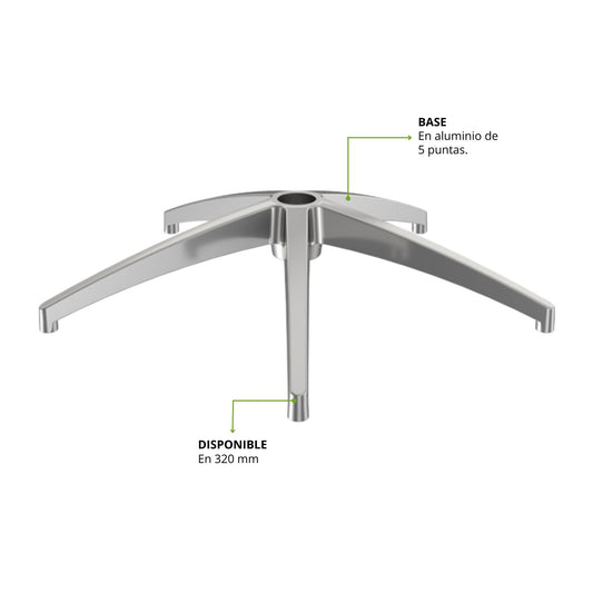Araña De Aluminio Para Silla De Oficina 64X38X2