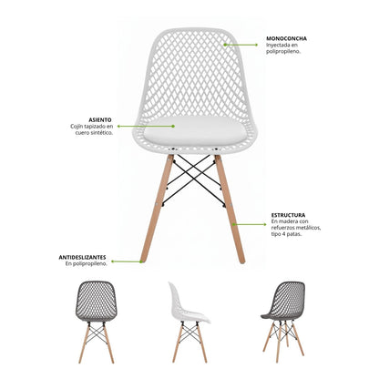 Silla Eames Exclusive Con Cojin Blanco 86x46x51
