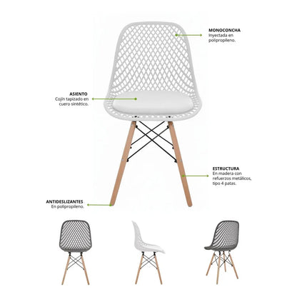 Juego de Comedor Premium Kano con 4 Sillas Eames Exclusive