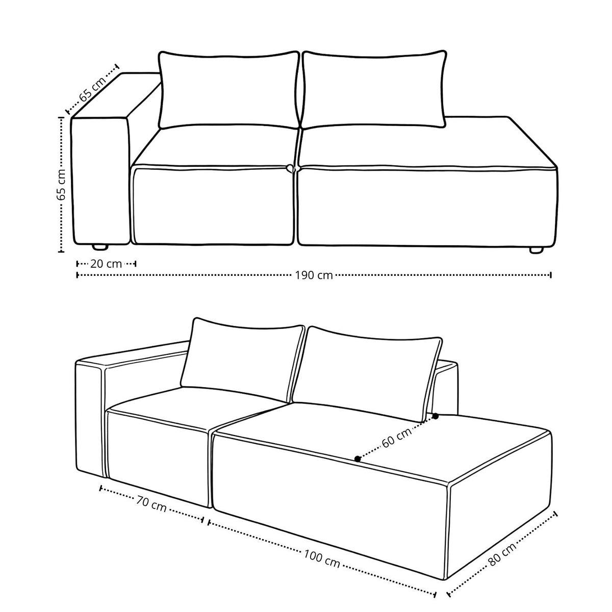 Sofa Modular Nexo En Madera Pino con Tela Premium Gris Perla