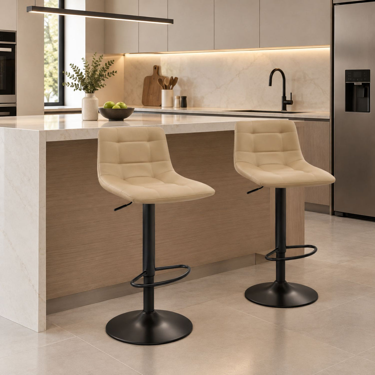 Silla De Barra James Tipo Cuero Taupe