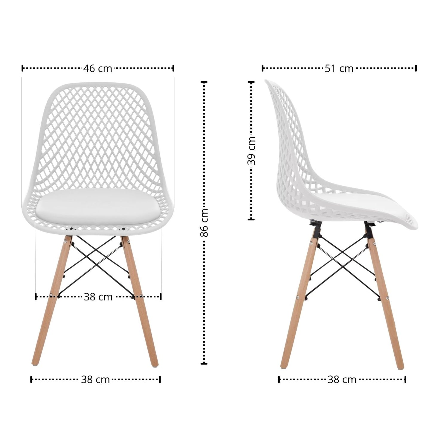 Silla Eames Exclusive Con Cojin Blanco 86x46x51