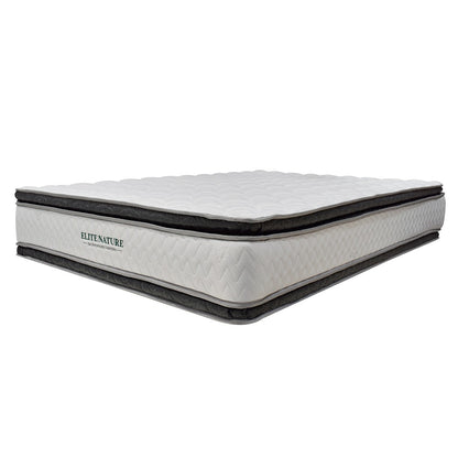 Colchón 2 Pillow King 200x200 Elite Nature + Base Cama Tapizada Tela Premium Gris