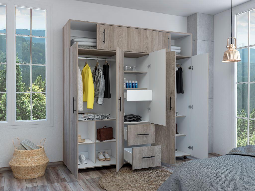 Armario Envelia 200 Ceniza Y Blanco