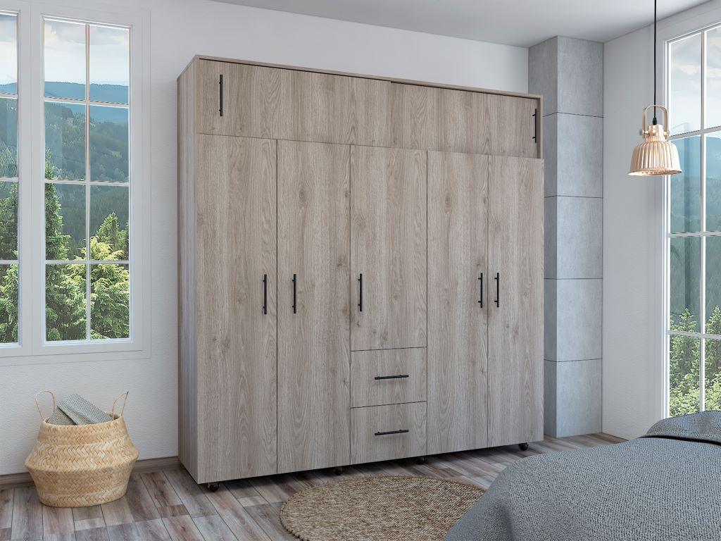 Armario Envelia 200 Ceniza Y Blanco