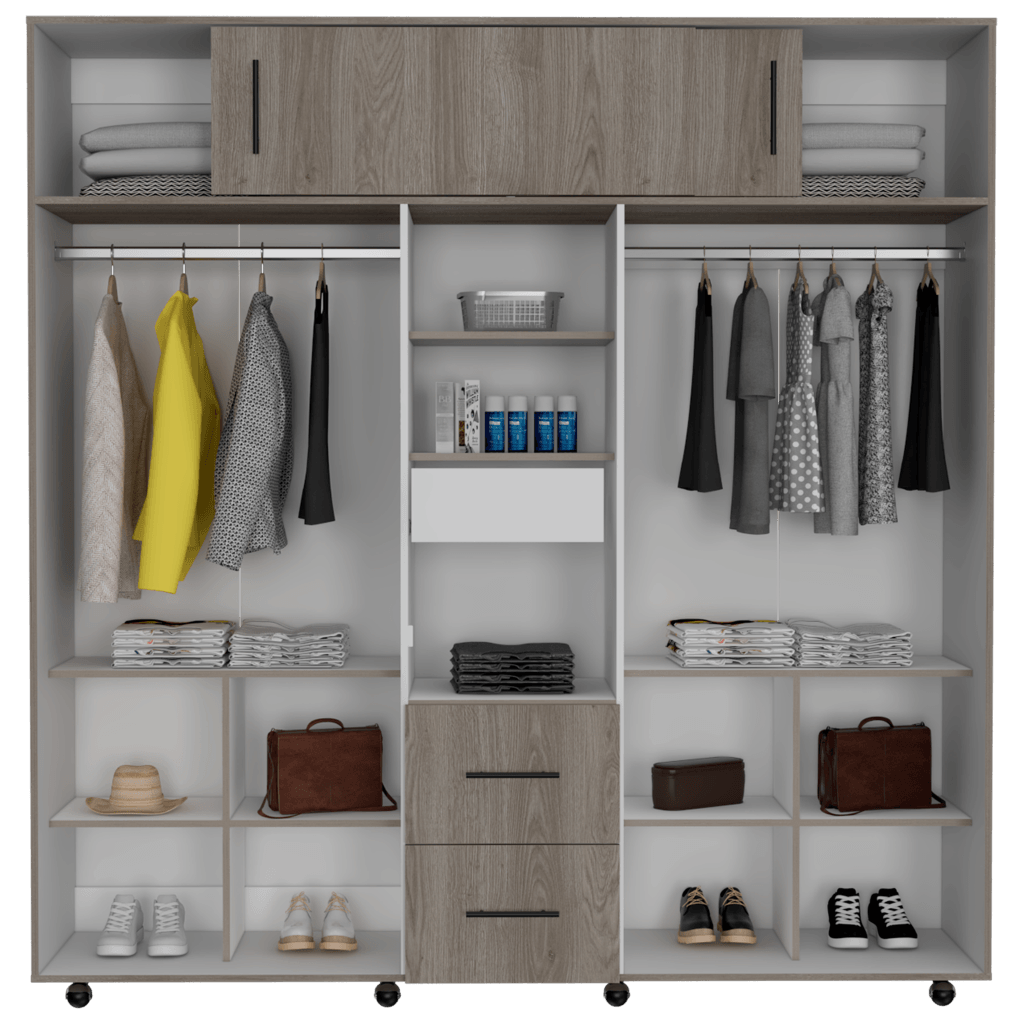 Armario Envelia 200 Ceniza Y Blanco