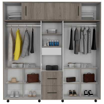 Armario Envelia 200 Ceniza Y Blanco