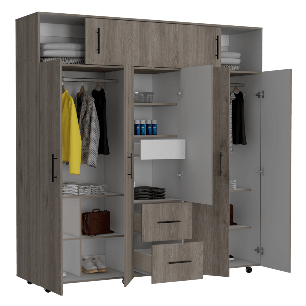 Armario Envelia 200 Ceniza Y Blanco