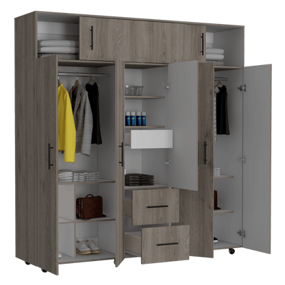 Armario Envelia 200 Ceniza Y Blanco