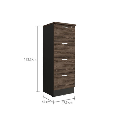 Archivador Vithor Home Office 4 Cajones Alto  Wengue Coñac