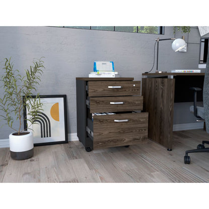 Archivador Home Office 3 Cajones Bajo  Wengue Coñac