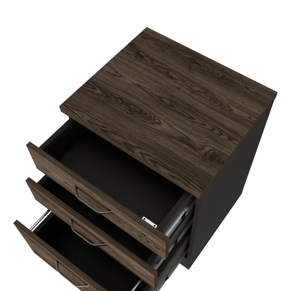 Archivador Home Office 3 Cajones Bajo  Wengue Coñac