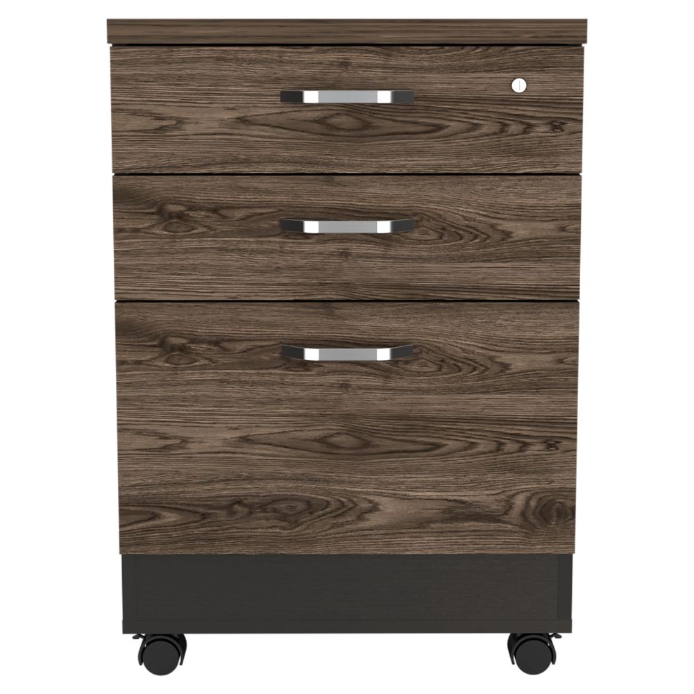 Archivador Home Office 3 Cajones Bajo  Wengue Coñac
