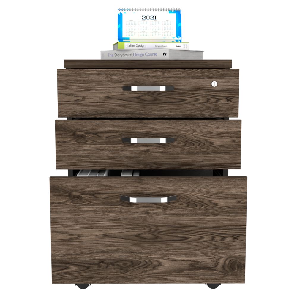 Archivador Home Office 3 Cajones Bajo  Wengue Coñac