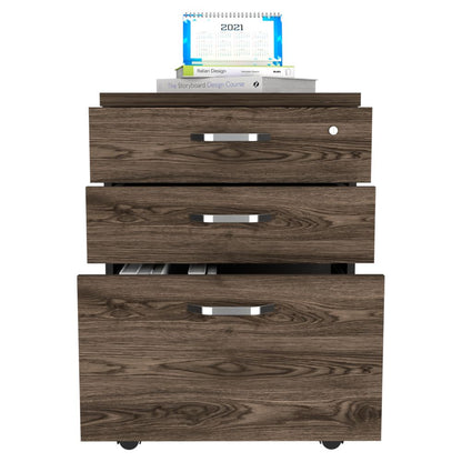 Archivador Home Office 3 Cajones Bajo  Wengue Coñac