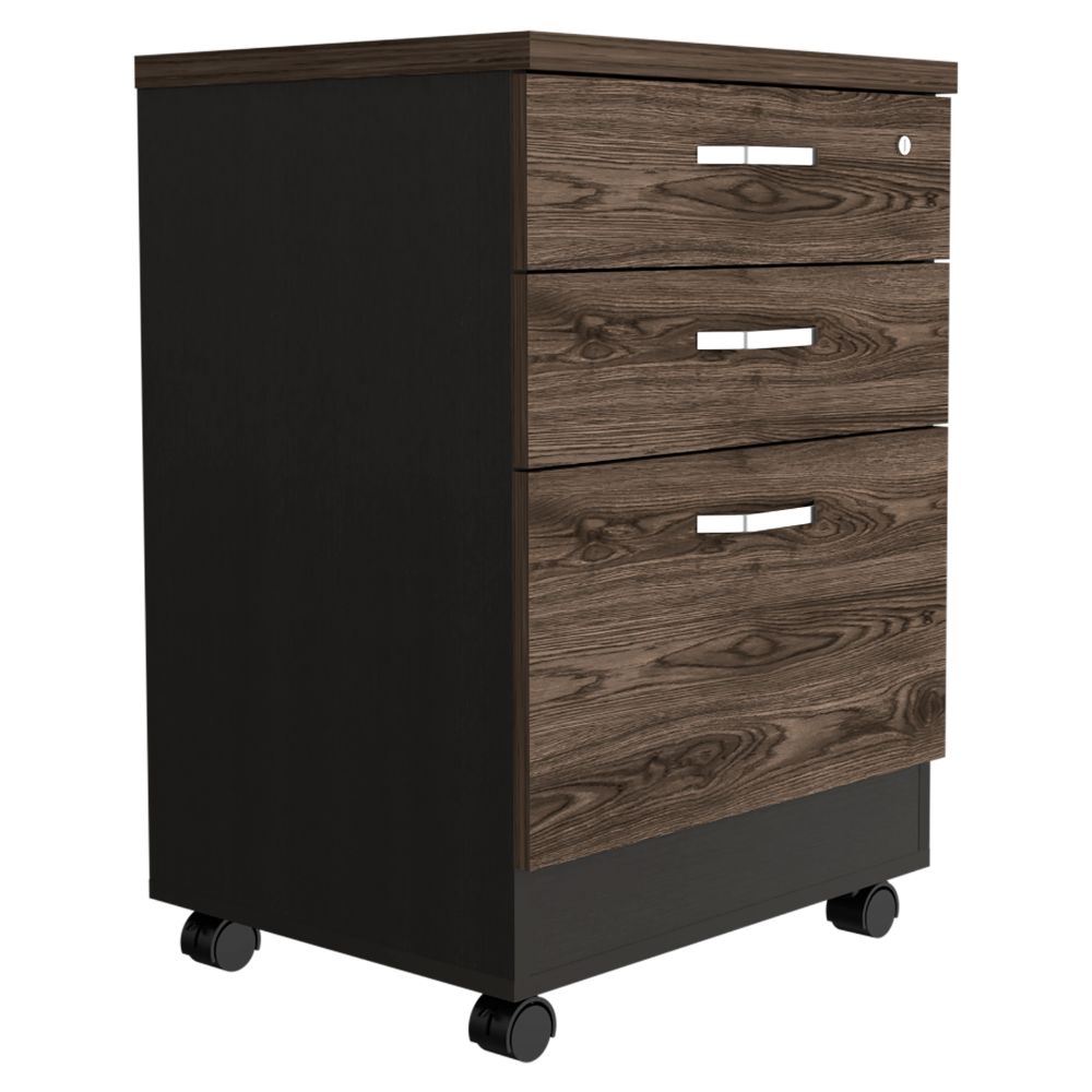 Archivador Home Office 3 Cajones Bajo  Wengue Coñac