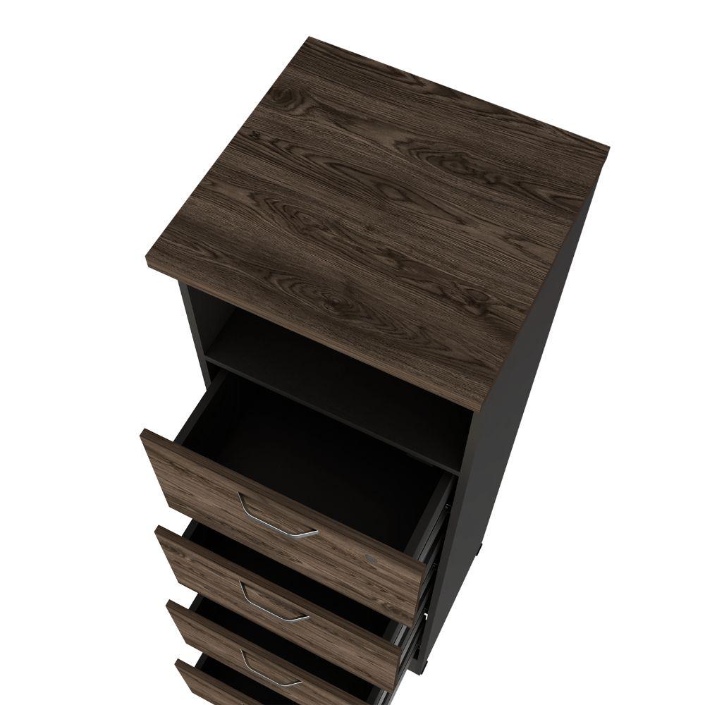 Archivador Home Office 4 Cajones + Repisa  Wengue Coñac