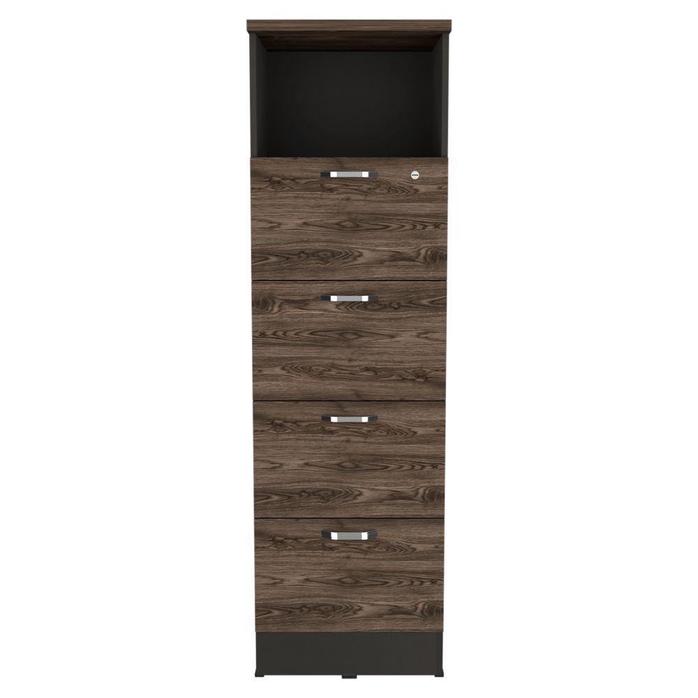 Archivador Home Office 4 Cajones + Repisa  Wengue Coñac