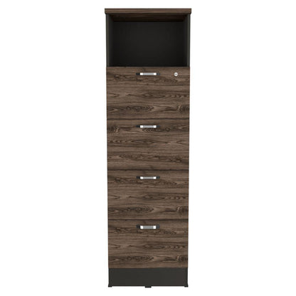 Archivador Home Office 4 Cajones + Repisa  Wengue Coñac