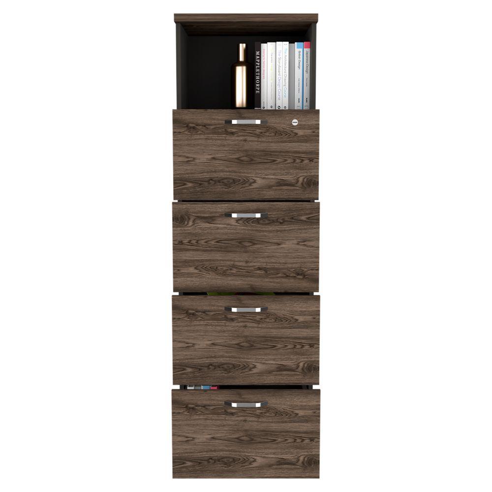 Archivador Home Office 4 Cajones + Repisa  Wengue Coñac