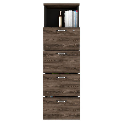 Archivador Home Office 4 Cajones + Repisa  Wengue Coñac