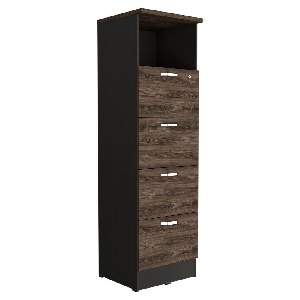 Archivador Home Office 4 Cajones + Repisa  Wengue Coñac