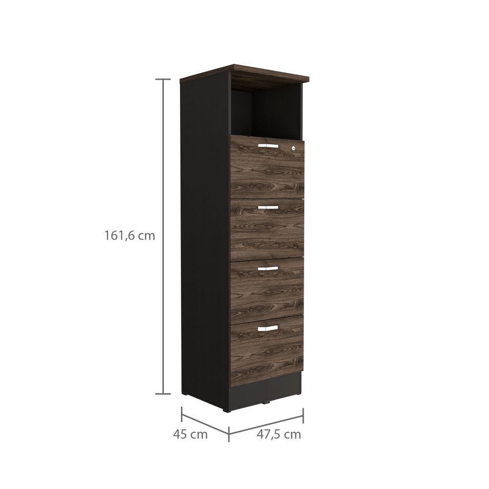 Archivador Home Office 4 Cajones + Repisa  Wengue Coñac