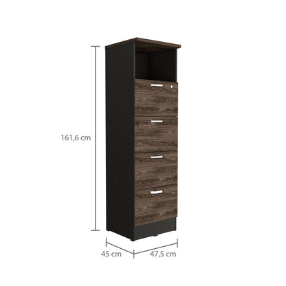Archivador Home Office 4 Cajones + Repisa  Wengue Coñac