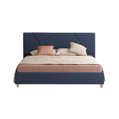 Base Cama Con Espaldar King Hampton Azul