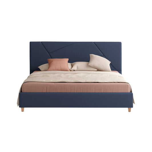Base Cama Con Espaldar King Hampton Azul