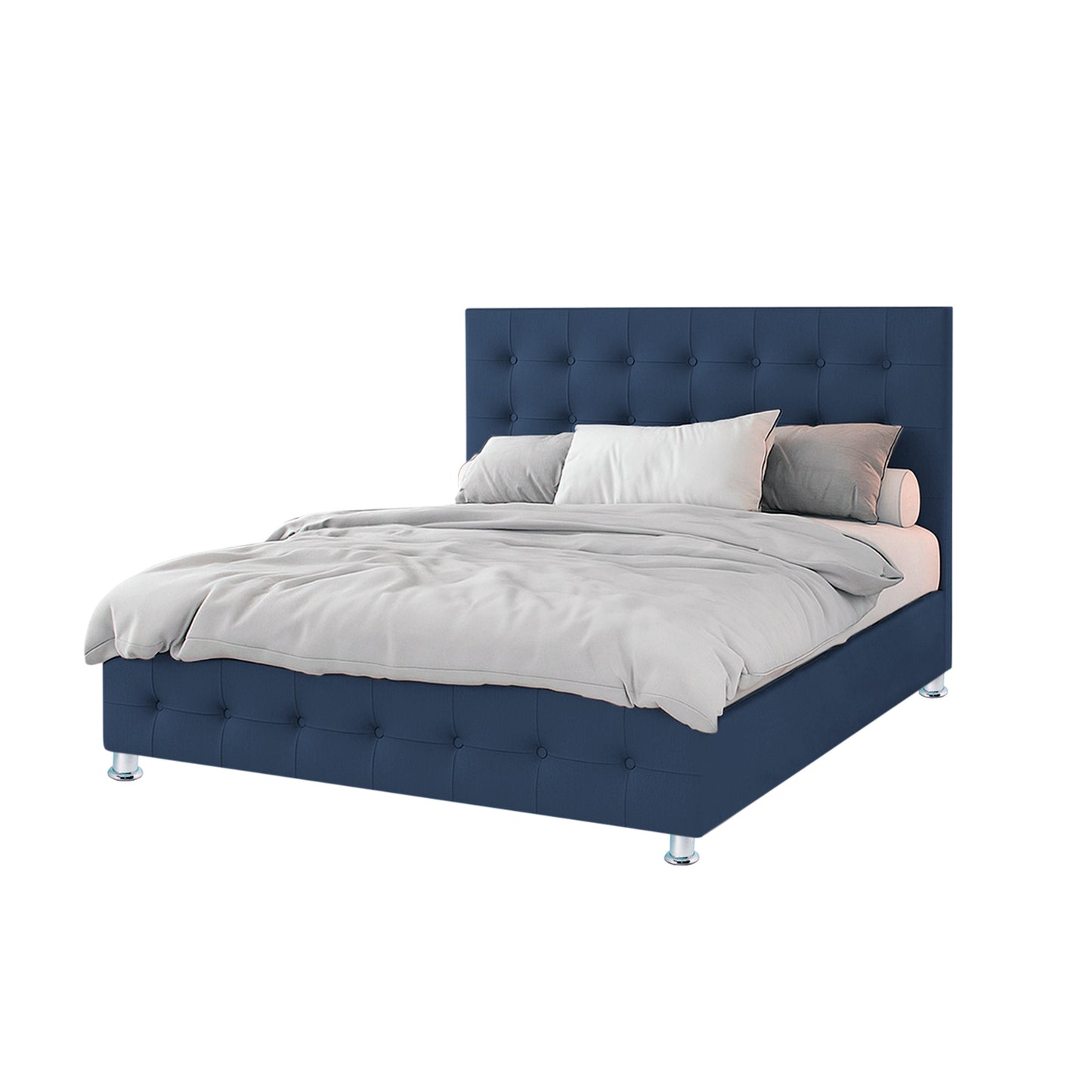 Base Cama Con Espaldar King Capital Azul