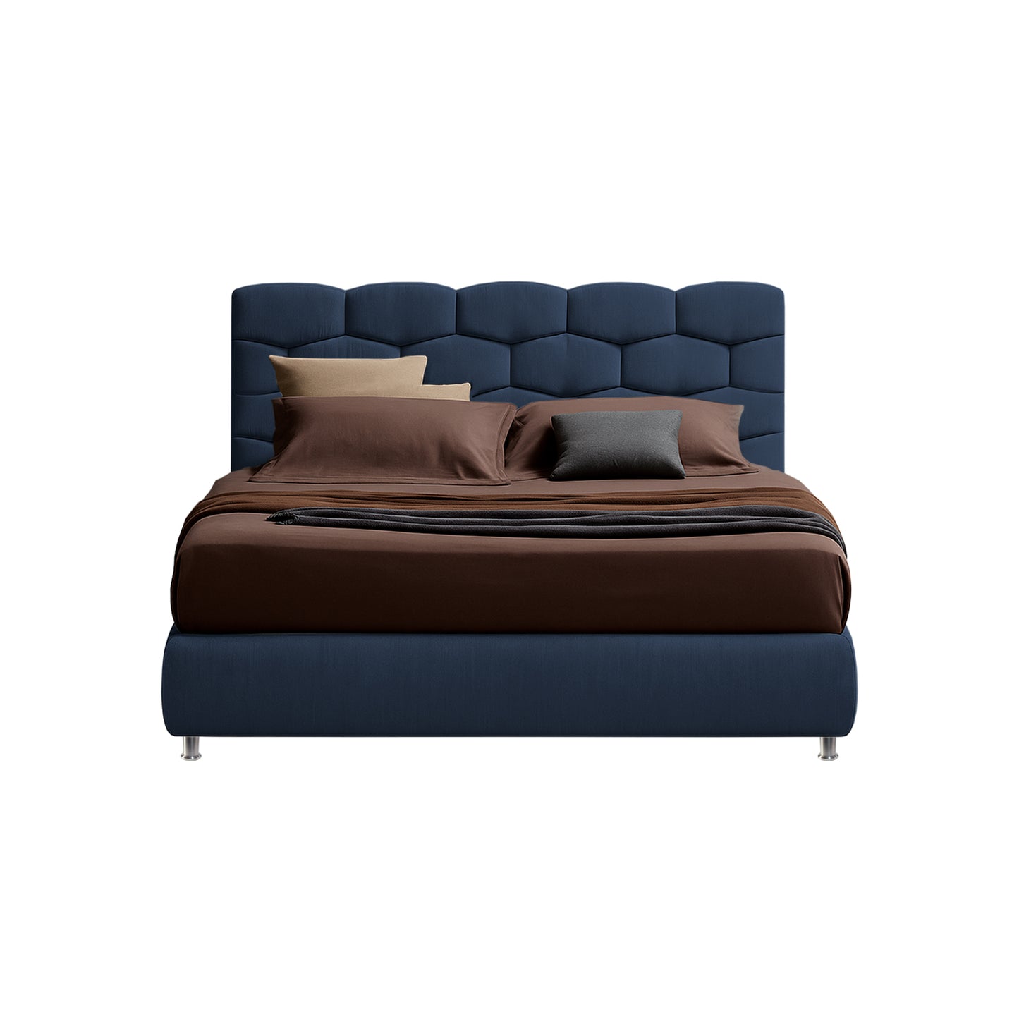 Base Cama con Espaldar + Colchon Doble Esmeralda  azul