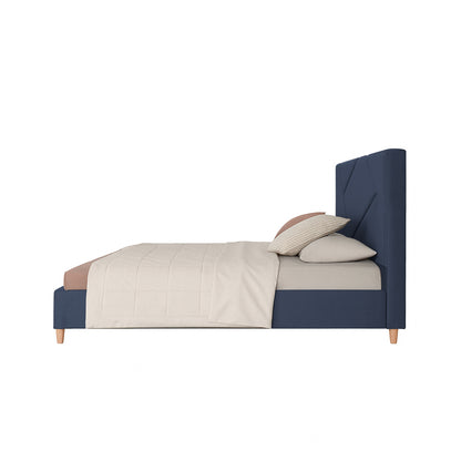Base Cama Con Espaldar King Hampton Azul