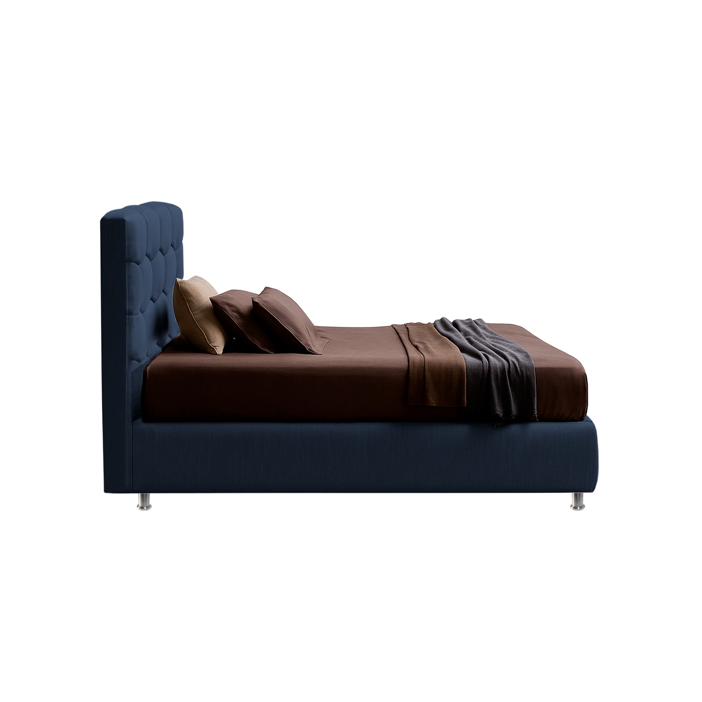 Base Cama con Espaldar + Colchon Doble Esmeralda  azul