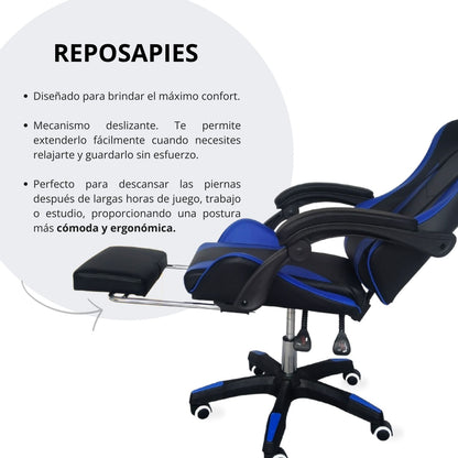 Silla Gamer Ergonomica Reclinable Kairo Azul