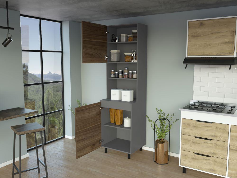 Alacena Pringa Gris Y Chocolate