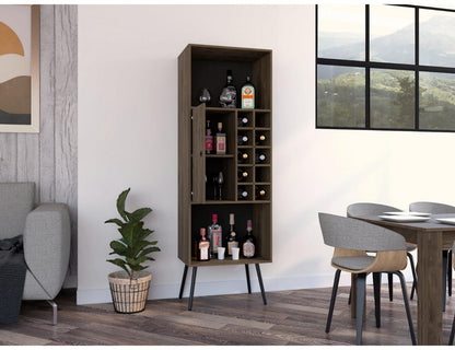 Bar Vilance, Nogal Y Wengue, Con Espacio Para Guardar Botellas De Vino Y Puerta Abatible