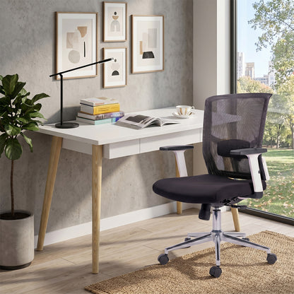 Combo Escritorio White + Silla de Oficina Cuba Negra Blanca