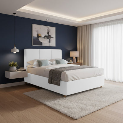 Base Cama Con Espaldar King Pretty  Blanco