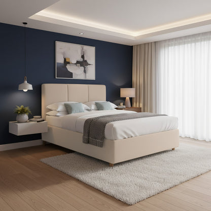 Base Cama Con Espaldar King Pretty  Beige