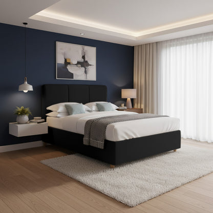 Base Cama Con Espaldar Queen Pretty  Negro