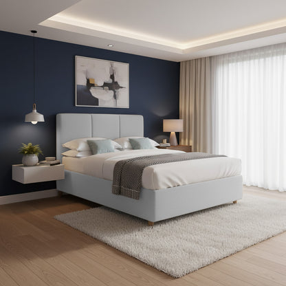 Base Cama Con Espaldar Queen Pretty  Gris Perla