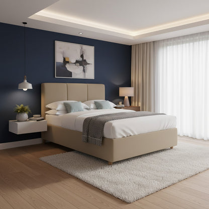 Base Cama Con Espaldar King Pretty  Taupe