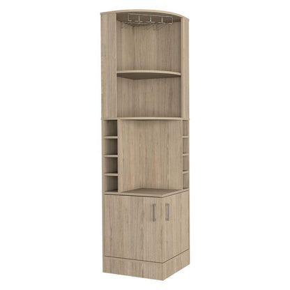Bar Esquinero Olyria, Beige, Con Dos Puertas Y Porta Copas
