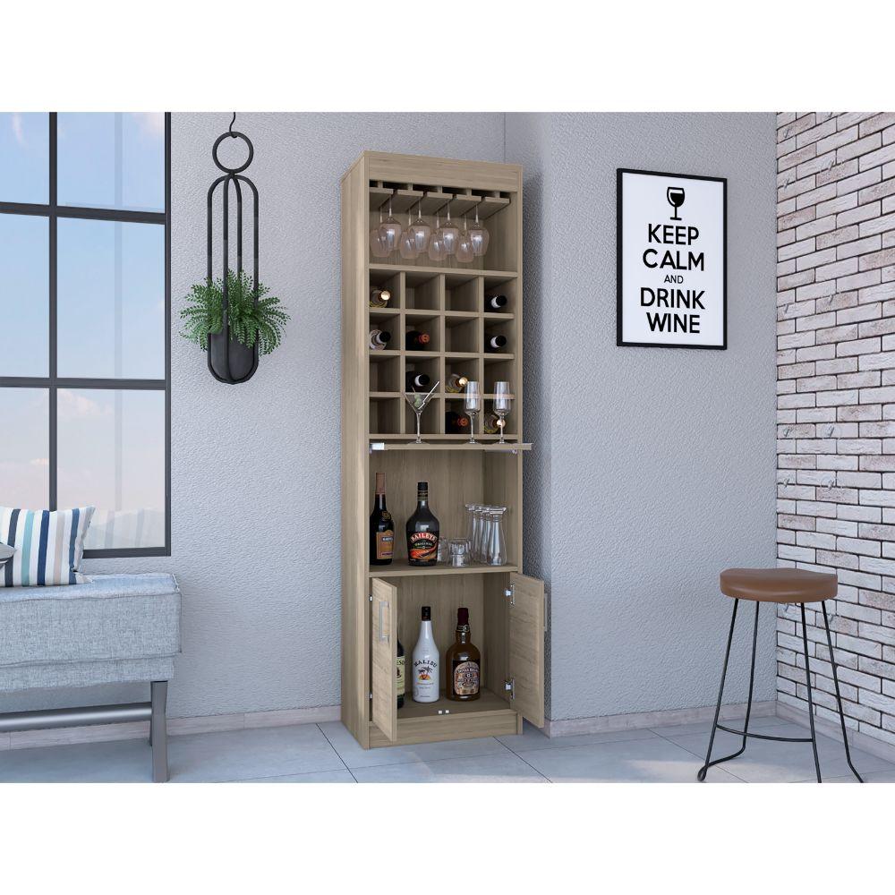 Bar Olyria, Beige, Con Dos Puertas Y Porta Copas