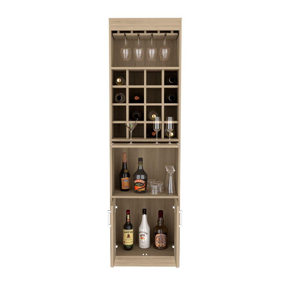 Bar Olyria, Beige, Con Dos Puertas Y Porta Copas