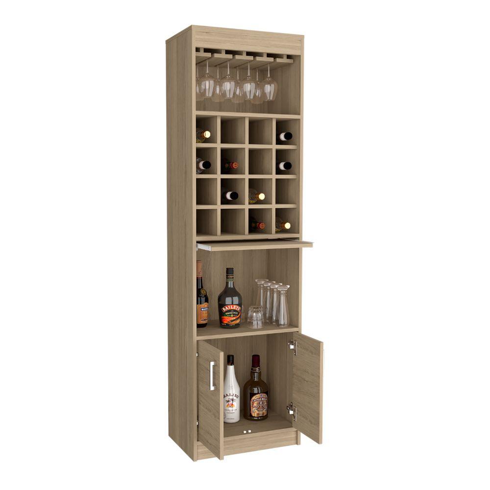 Bar Olyria, Beige, Con Dos Puertas Y Porta Copas